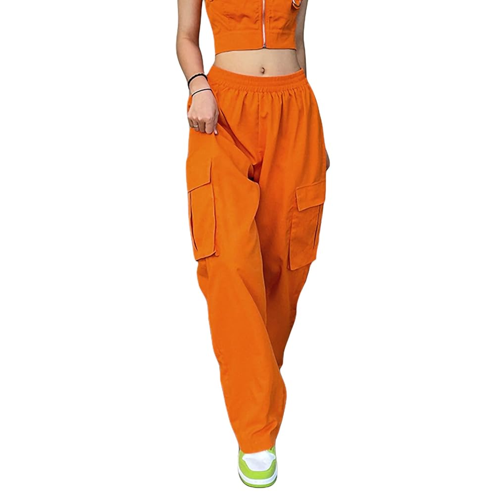 Cargo Pants Women Baggy High Waist Wide Leg Drawstring Pants